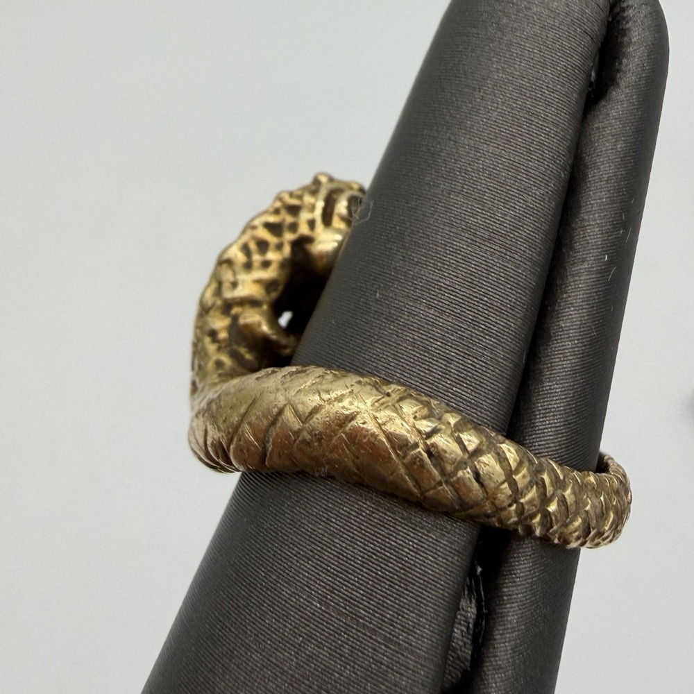 Vtg 14k Yellow Gold Serpent Ring Alligator Dragon Diamond Eye 10.89gr 10.89 Gr - Picture 6 of 16